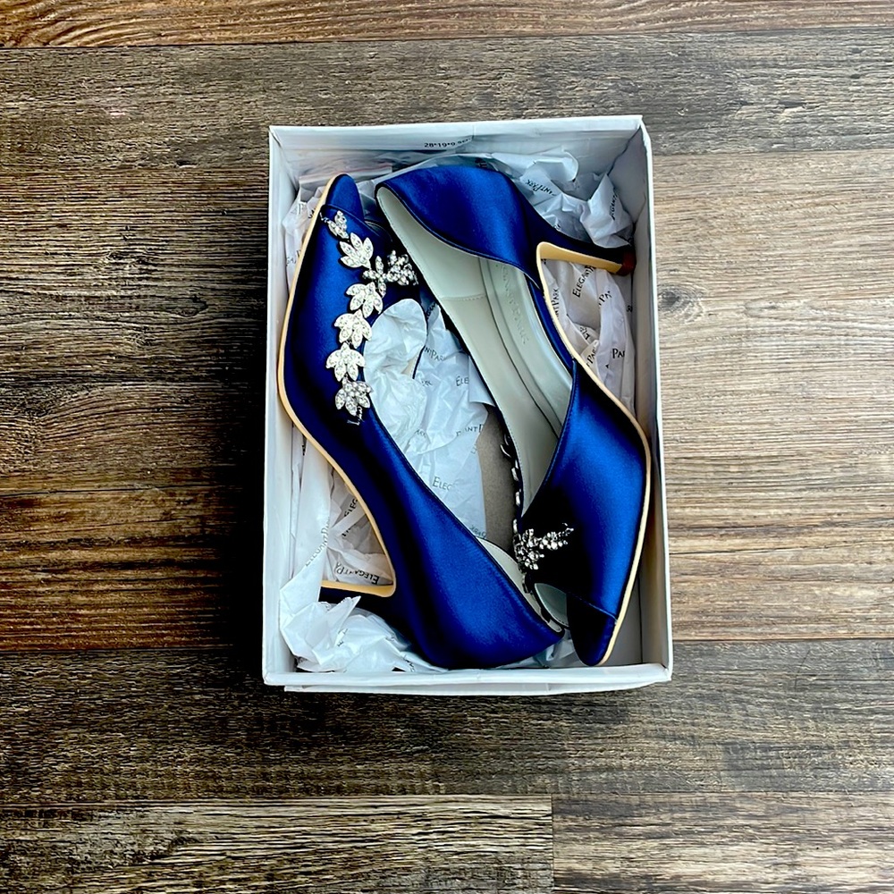 Blue Rhinestoned shoes